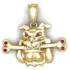 Gold Dog with Bone Pendant – 3D Printable Model