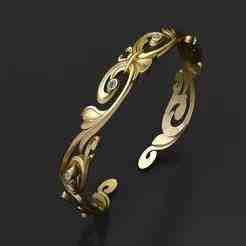 gold filigree bracelet 3D printable model