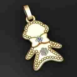 gold girl pendant 3D printable model