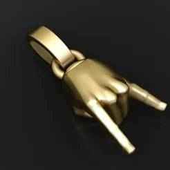 Gold rock hand pendant 3D printable model
