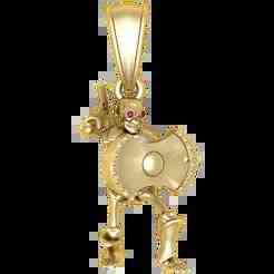 Gold Skeleton Warrior Pendant