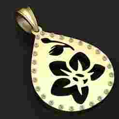 gold teardrop pendant 3D printable model