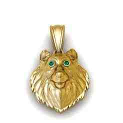 Golden Dog Face Pendant