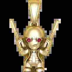 Golden Hitman Pendant with Ruby Eyes