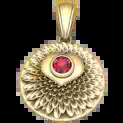 Golden Lotus Bloom Pendant with Ruby Center