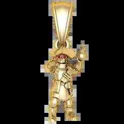 Golden Warrior Pendant with Ruby Eyes