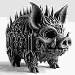 Gothic Boar Sculpture