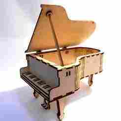 Grand Piano Desk Model for Laser Cutting — 3–4 mm Plywood (DXF/PDF)