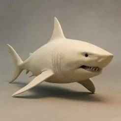Great White Shark Resting Pose – Realistic 3D Floor Sculpture STL