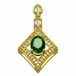 Green Oval Diamond Pendant