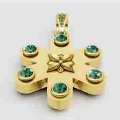 green stone gold pendant 3D printable model