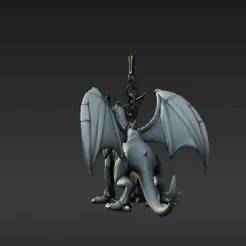 Gritty Dark Fantasy Wyvern Keychain Mini Figure - Aggressive Dragon Creature 3D Print Model