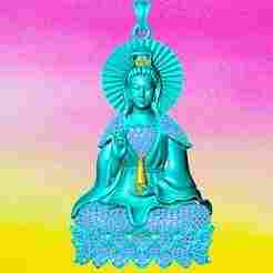 Guan Yin Pendant Necklace - Bodhisattva Goddess of Mercy Jewelry - N945033