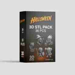 Halloween 3D Model Collection - 30 Printable STL Files for 3D Printing, Digital Download, Spooky Decor, Pumpkin and Skull Models
