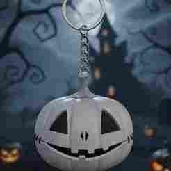 Halloween Pumpkin Jack O'Lantern Keychain (No Supports)