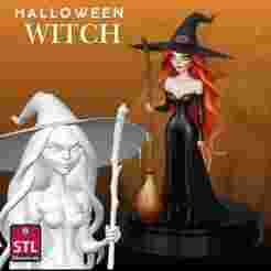 Halloween Witch STL – Enchanting Sorceress Sculpture