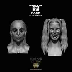 Harley Quinn Pack (Margot Robbie & Lady Gaga) – 3D Printable Bust Collection STL & OBJ