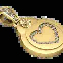 Heart and Flower Medallion Pendant 3D Printable Model