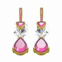 Heart and Pear Pink Sapphire Drop Earring