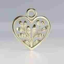 Heart Pendant with Leaf Design
