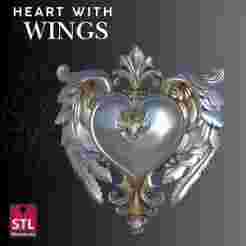 Heart with Wings STL – Detailed Decorative Sculpture