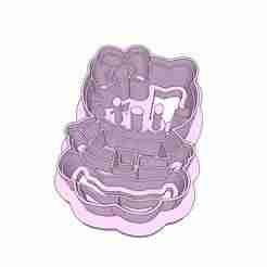 Hello Kitten Santa Clay Cutter - 32mm