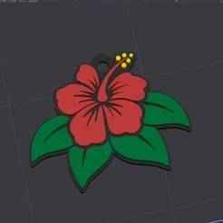 Hibiscus flower key chain