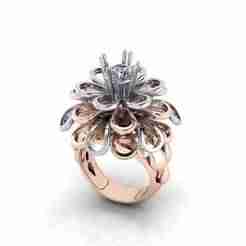 high jewelry ring flower shape round diamond 3 paces