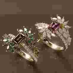 High Jewelry Twisted Ring with Diamonds 3D print model