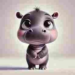 Hippo Cute STL - 3D Print Hippo - Cute Hippo Model - Hippo Toy 3D - Hippo Figurine STL