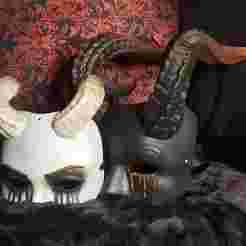Horned female demon mask