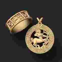 Horoscope Sagittarius Ring Pendant v2 Collection