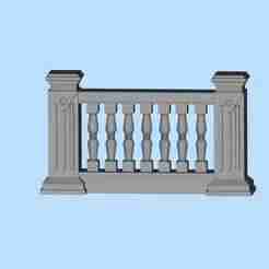 house guardrail stone pillar stone railing 09 fence shape scene digital model