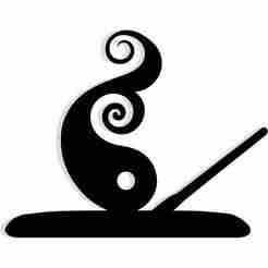 incense stick with smoke forming a Taoist symbol - 2D/3D Wall Art STL+SVG For CNC Router, Plasma, Waterjet, Laser & 3D Printer