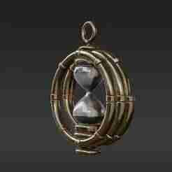Intricate Hourglass Charm with Rotating Concentric Rings - Vintage Mystical Pendant 3D Print