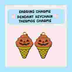 Jack O Lantern Icecream cone Earrings Stl file 3MF file included