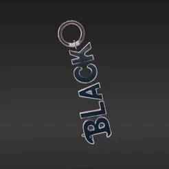K-Pop Inspired Logo Keychain - Sleek Black & Pink Text Design for Music Fans
