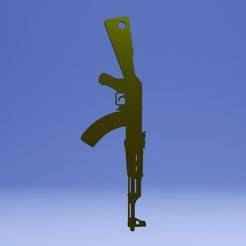 Keychain/pendant with AK-47 assault rifle,STL,OBJ