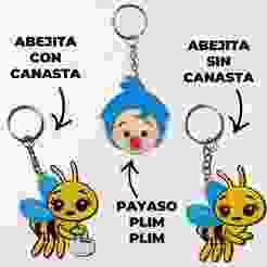 Keychains little bee WITH AND WITHOUT BASKET + clown plim plim