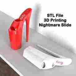 Kitty - Nightmare Slide Platform Shoe STL | 3D Printed Miniature High Heel w 3” Heel & 2” Platform | Subculture Goth, Pole Dancer, Cyberpunk