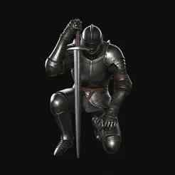 Knight STL  3D Printable Medieval Warrior Resting on Sword