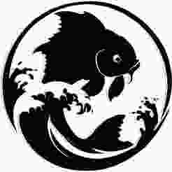 koi fish swimming in a circular wave 2 - 2D/3D Wall Art STL+SVG For CNC Router, Plasma, Waterjet, Laser & 3D Printer
