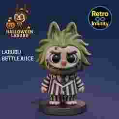 Labubu Beetlejuice / Labubu Bitelchus - Halloween 3D figure Retro Infinity style (90mm) | vinyl collectible