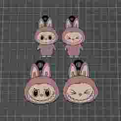 Labubu flat colored keychain pack