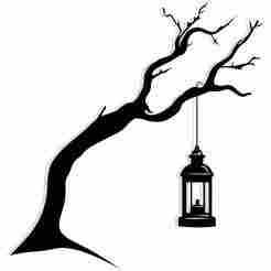 lantern hanging from a curved tree branch 1 - 2D/3D Wall Art STL+SVG For CNC Router, Plasma, Waterjet, Laser & 3D Printer
