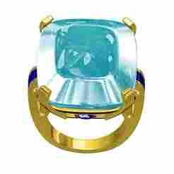 Large Aquamarine Stone Ring for Women