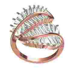 Large Leaves Inspired Baguette Set Ring