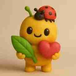 Leaf Bug Love - STL Model (Cute Bug with Leaf, Heart & Ladybug)