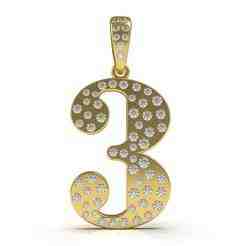 Letter 3 Flush Setting Diamond Pendant