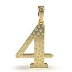 Letter 4 Flush Setting Diamond Pendant